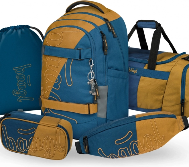Schulset BAAGL Skate Max Duo: Rucksack, Federmäppchen, Beutel, Sporttasche und Bauchtasche