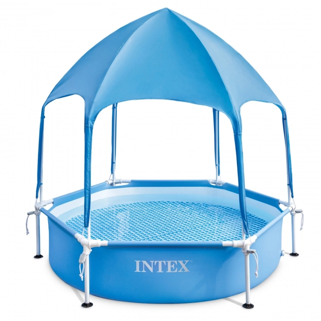 Runder Rahmenkinderpool mit Sonnenschutz