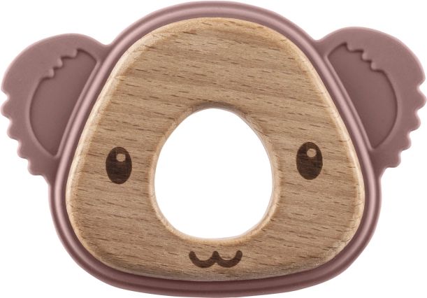 Silikon-Holz-Beißring Koala, Altrosa