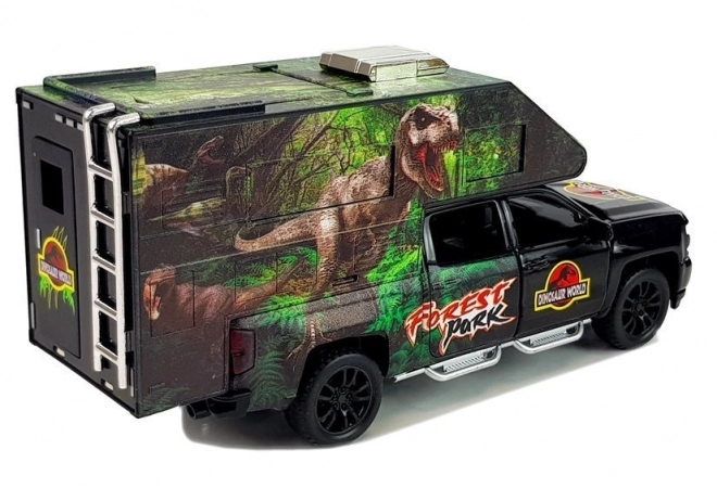 Schwarzer Camper mit Dinosauriern