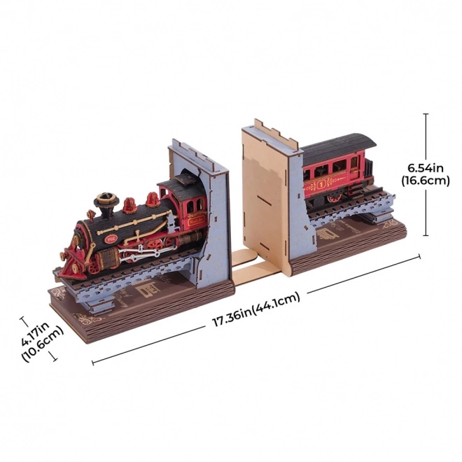 RoboterZeit 3D Holzpuzzle Buchstütze Historische Dampflok