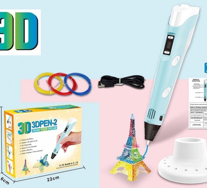 Set 3D‑Stift mit Filamenten und USB‑Stromkabel