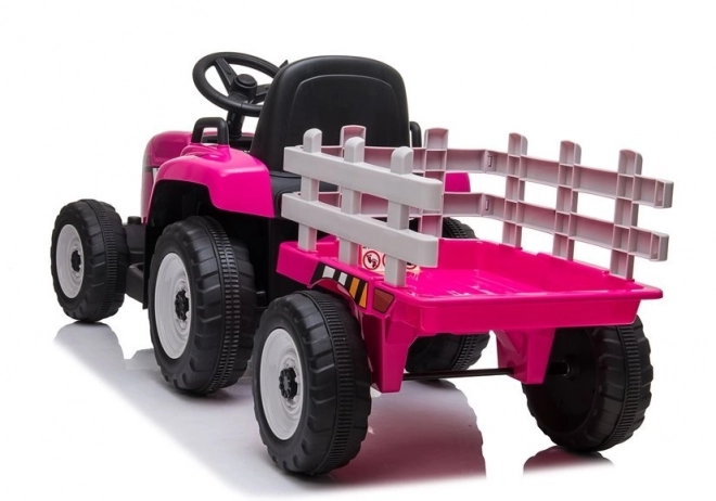 Traktor auf Akku mit Anhänger Rosa