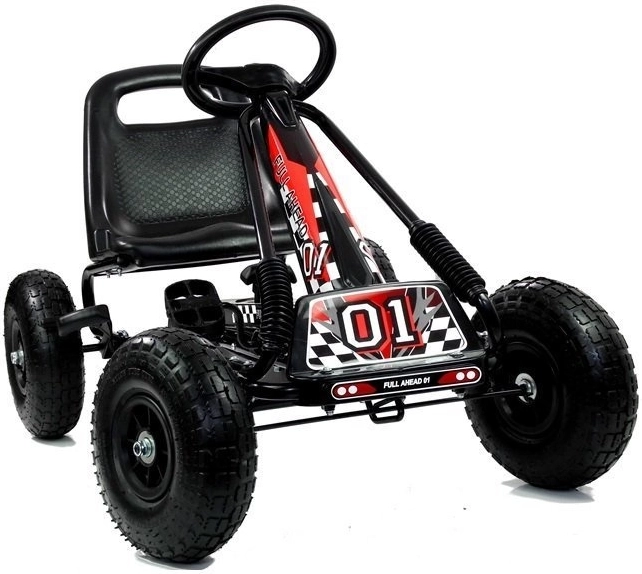 Tret-Gokart mit Luftreifen + Aufblasbare Reifen + Verstellbarer Sitz – Schwarz