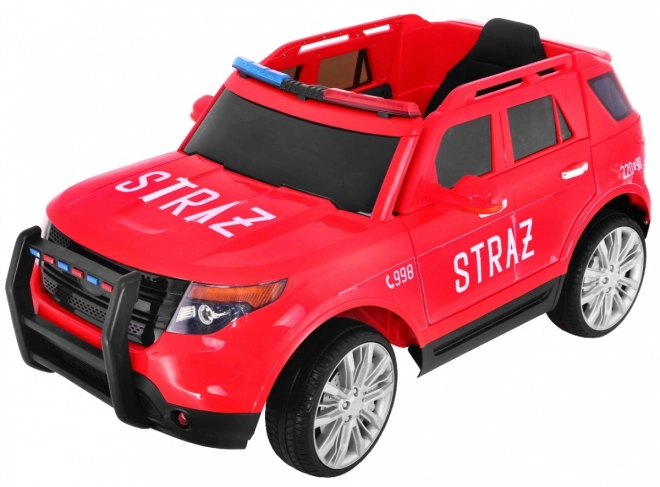 Kinder Feuerwehr SUV Batterie betrieben + Sirenen + Lichter + Megafon + Fernsteuerung + langsamer Start + Aufkleber