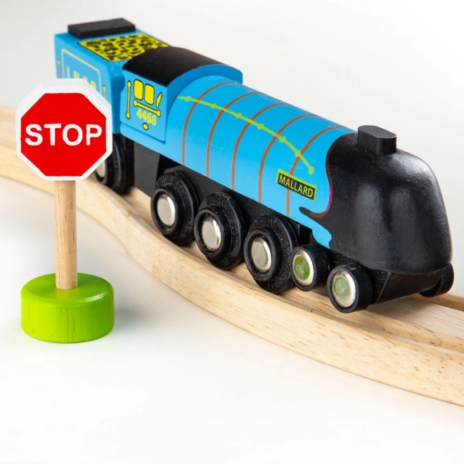 Holzspielzeug Lokomotive Mallard mit Schienen von Bigjigs Rail