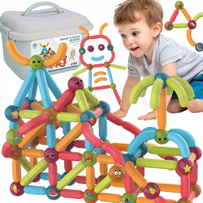 WOOPIE Magnetische Lernspielzeug Baukasten 128 Stk