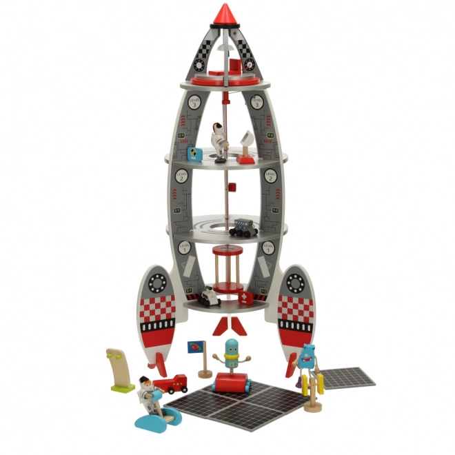 Holzrakete Raumfahrzeug Astronautenspielset