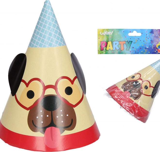 Partyhütchen mit Hundemotiv 15 cm (6 Stück)