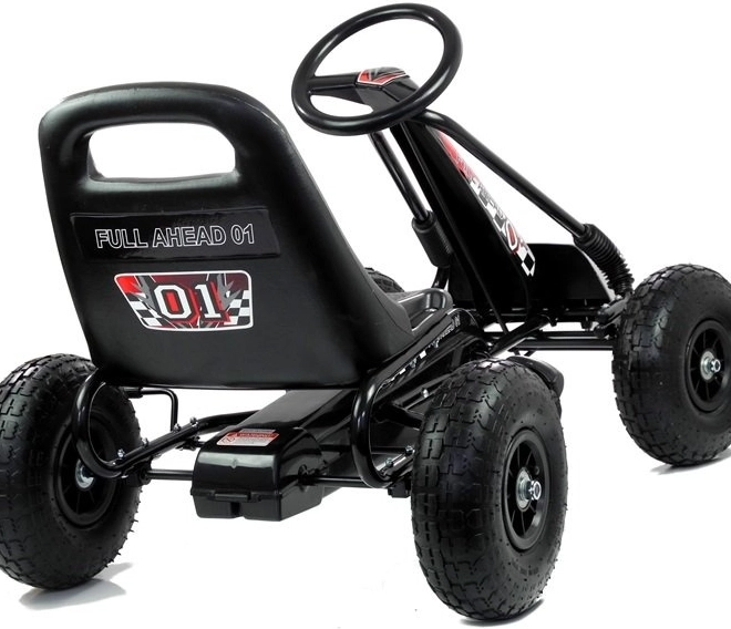 Tret-Gokart mit Luftreifen + Aufblasbare Reifen + Verstellbarer Sitz – Schwarz