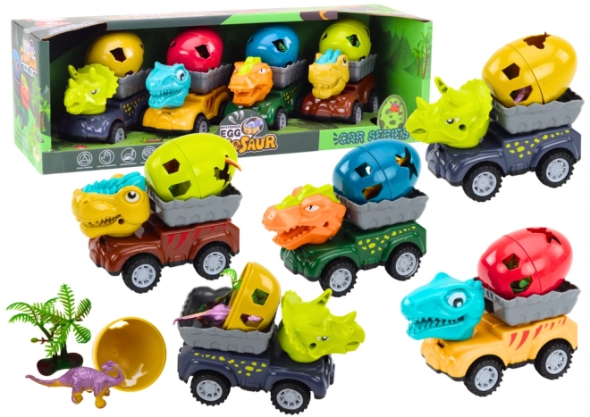 Dinosaurier-Auto mit Dino-Ei und Anhänger Spielset