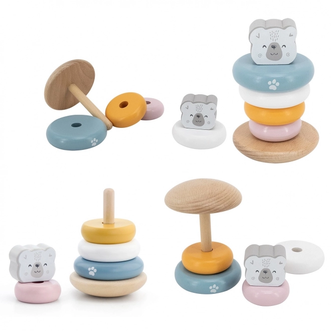 Holzset PolarB Pyramide und Klopfbank Bärchen Montessori