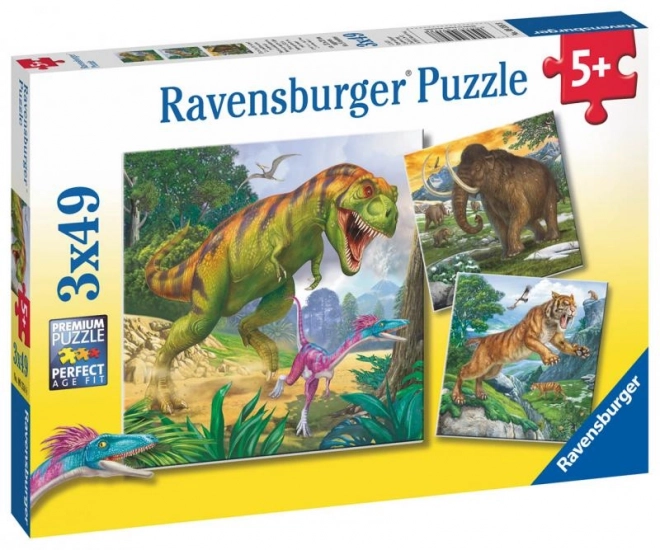 Kinderpuzzle Dinosaurier mit drei Motiven