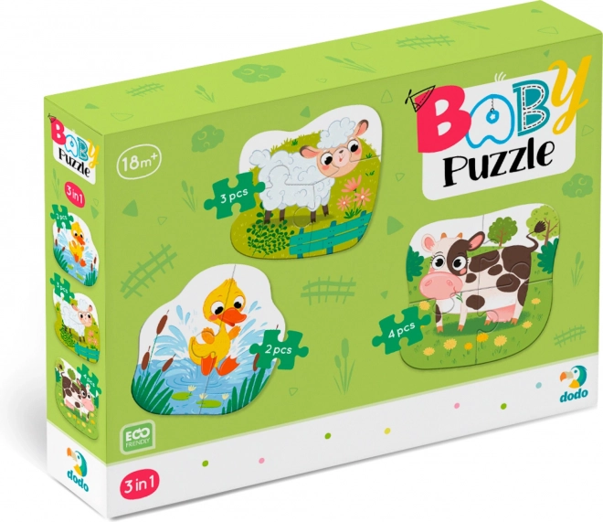 DODO Baby Puzzle Bauernhoftiere 3 in 1 Puzzle