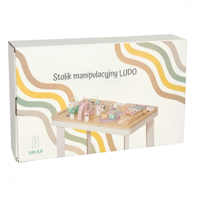 Pastellfarbener Montessori-Aktivitätstisch Ludo