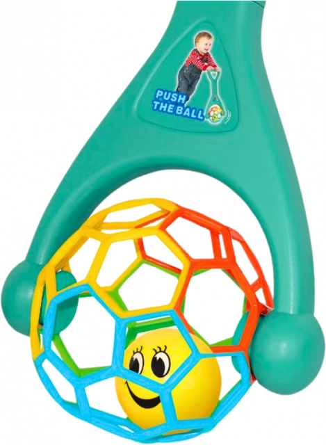 Schiebespielzeug mit elastischem Ball und rasselnder Kugel