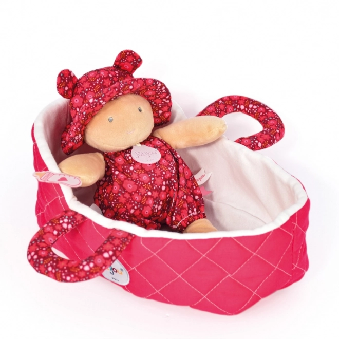 Doudou Jolijou Babypuppe in rosa Tragetasche 20 cm