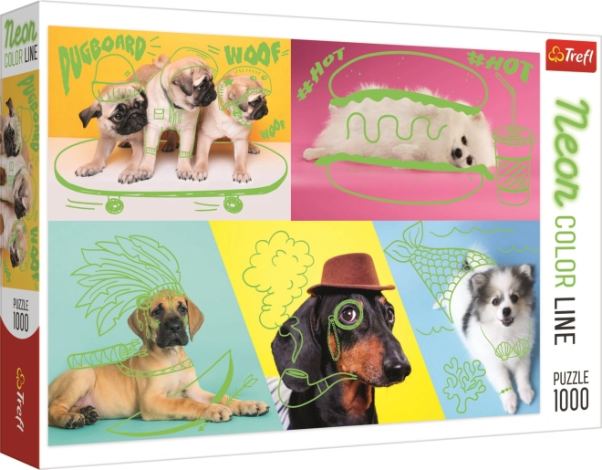 Puzzle Neon Color Line Hund Entspannung 1000 Teile