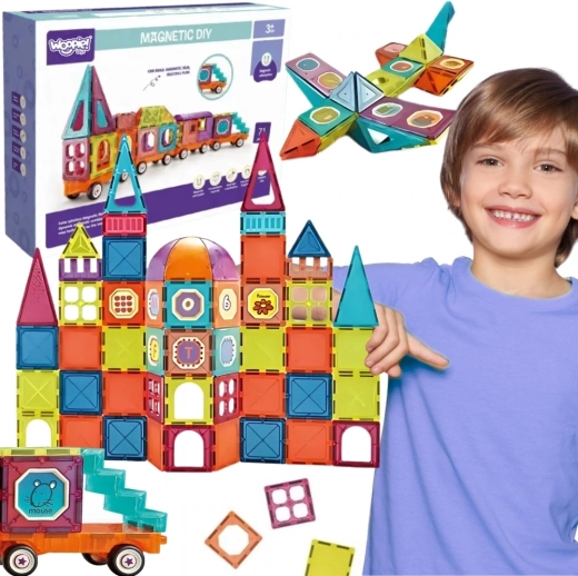 WOOPIE Magnetische Konstruktionsbausteine 3D-Zug – Set 71 Stk.