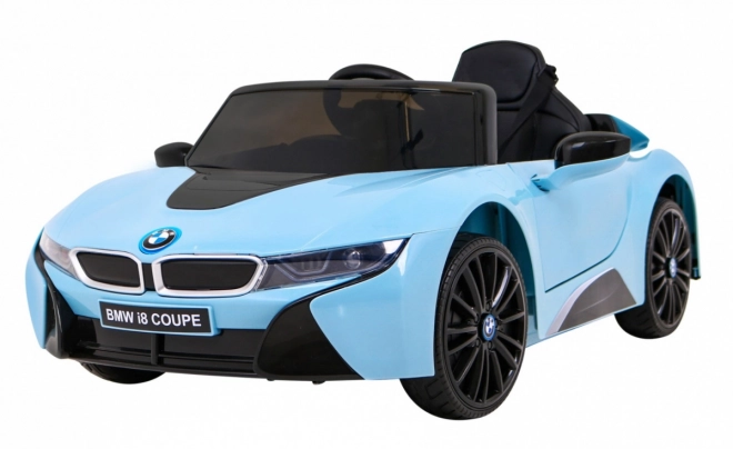 BMW I8 Lift Batterie Auto Blau + Fernsteuerung + langsamer Start + 3-Punkt-Gurte + MP3 USB + LED-Diode