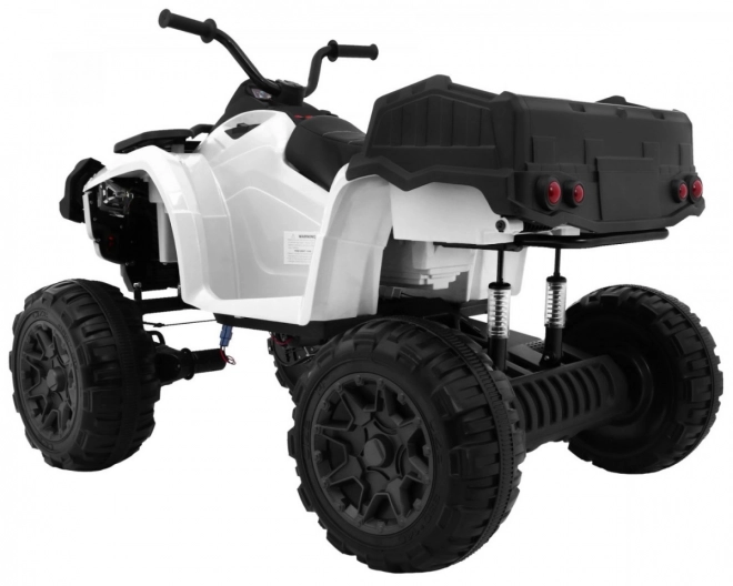 XL Quad auf Batterie für Kinder weiß + 4x4 Antrieb + Gepäckträger + langsamer Start + EVA + LED Audio