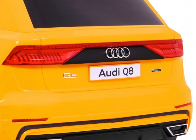 Audi Q8 Kinderwagen Gelb + Fernbedienung + EVA + Langsamer Start + MP3 USB + LED-Leuchte