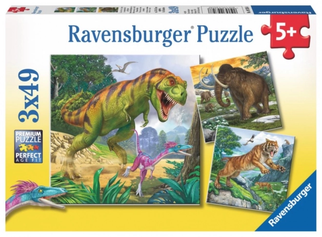 Kinderpuzzle Dinosaurier mit drei Motiven