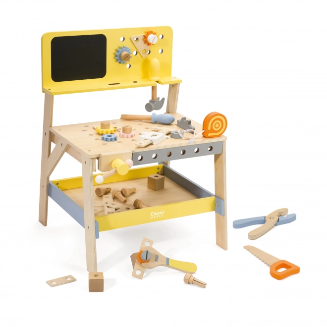 Holzwerkbank mit Kreidetafel für Kinder