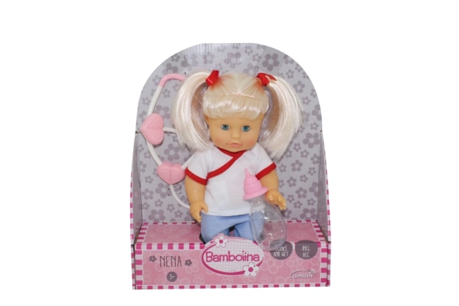 Puppe Nena Ärztin mit Stethoskop und Fläschchen