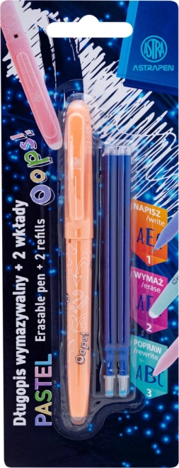 Astra Oops! Radierbarer Stift 0,6 mm + 2 Nachfüllungen (Mix, Pastellfarben)
