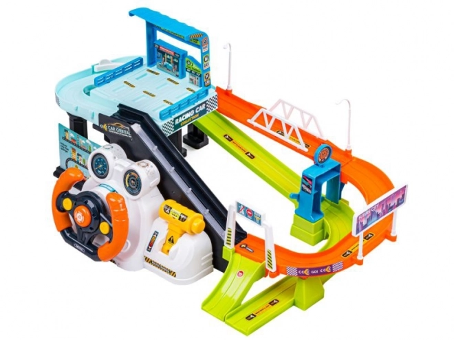 Woopie Parkgarage mit Interaktivem Lenkrad und 4 Autos