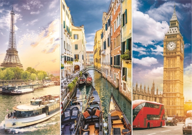 Puzzle-Kollektion Städte Paris-Venedig-London mit Rollunterlage