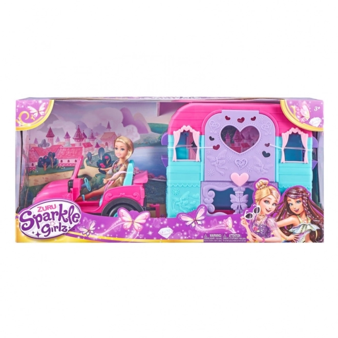 Sparkle Girlz Puppen-Jeep mit Wohnwagen