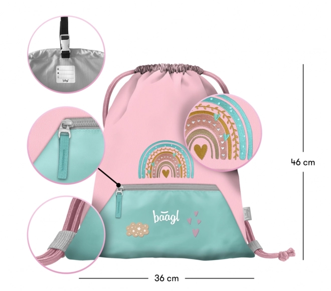 Baagl Tasche mit Fach Rosa Regenbogen