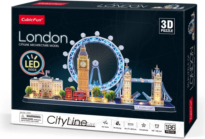 Leuchtendes 3D-Puzzle CityLine Panorama London, 186 Teile