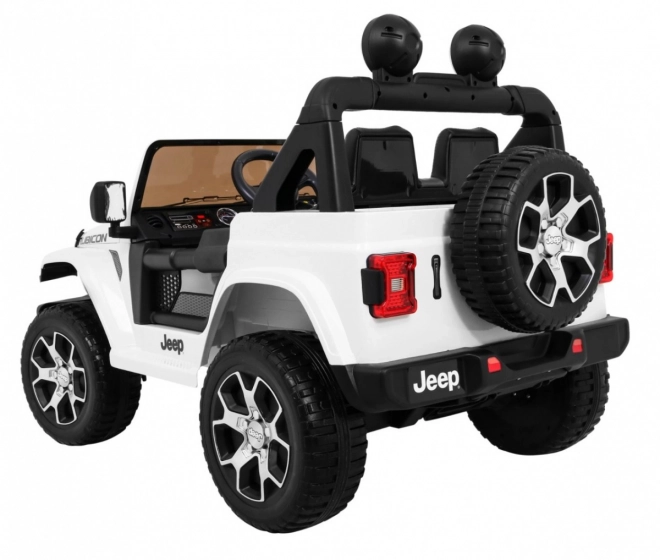 Jeep Wrangler Rubicon Batterie für Kinder Weiß + Fernbedienung + MP3-Radio LED + EVA-Räder