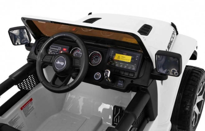 Jeep Wrangler Rubicon Batterie für Kinder Weiß + Fernbedienung + MP3-Radio LED + EVA-Räder