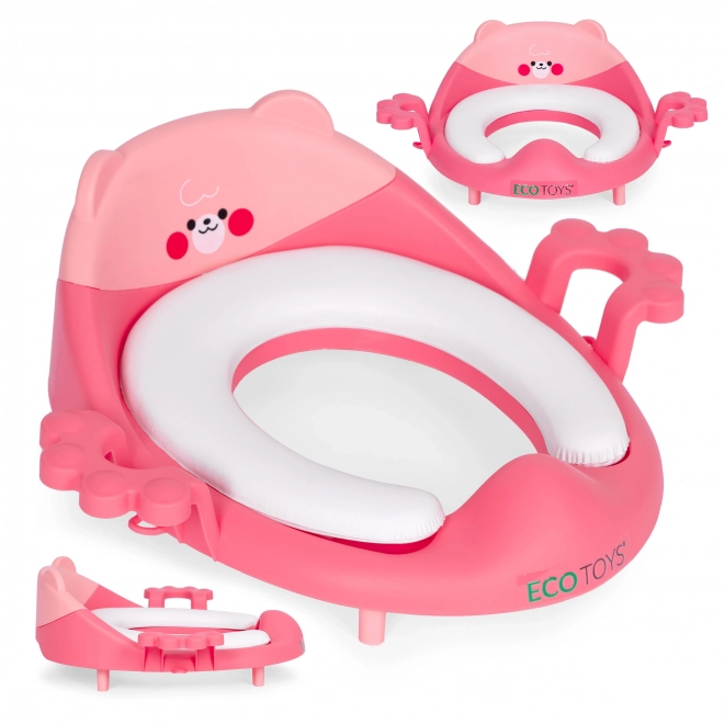 Toilettensitz für Kinder mit Griffen und weichem Kissen in Rosa von Ecotoys