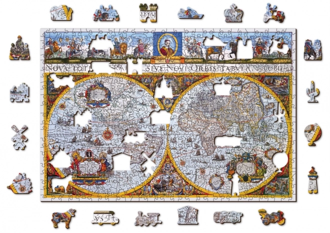 Holz-Puzzle Antike Karte Nova Terrarum 2-in-1