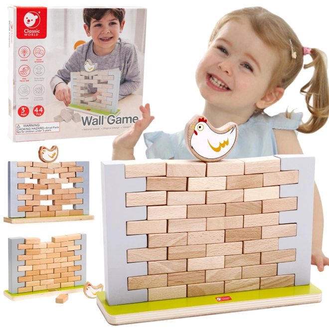 Stapelspiel Backsteinmauer Holz 44 Stück