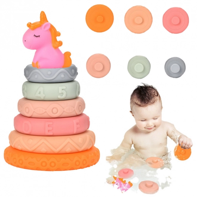 Sensorische Einhorn-Pyramide aus Gummi für Kleinkinder