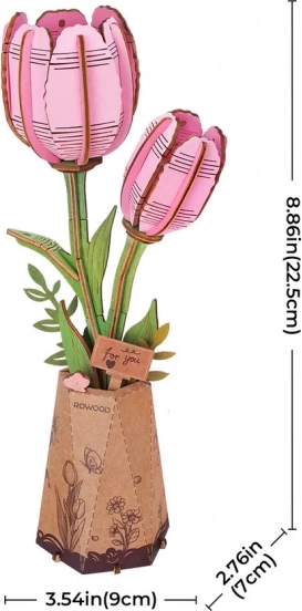 3D Holzpuzzle Rosa Tulpe