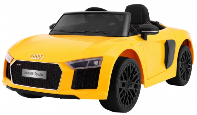 Audi R8 Spyder Batteriepack Gelb + Fernbedienung + EVA + Langsamer Start + MP3-Radio + LED-Diode
