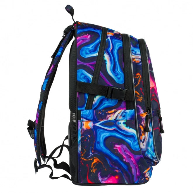 BAAGL Core Marble Schultaschen-Set: Rucksack, Federmäppchen, Beutel