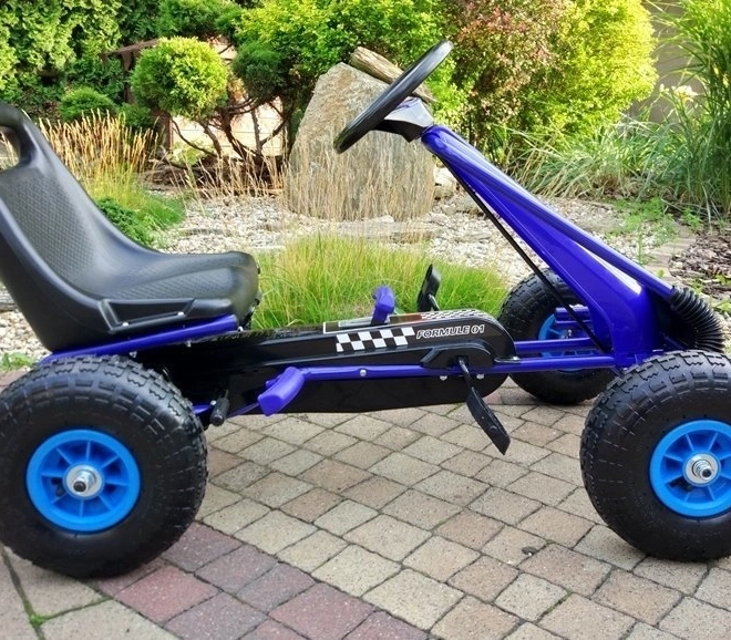 Tret-Gokart mit Luftreifen + Aufblasbare Reifen + Verstellbarer Sitz – Blau