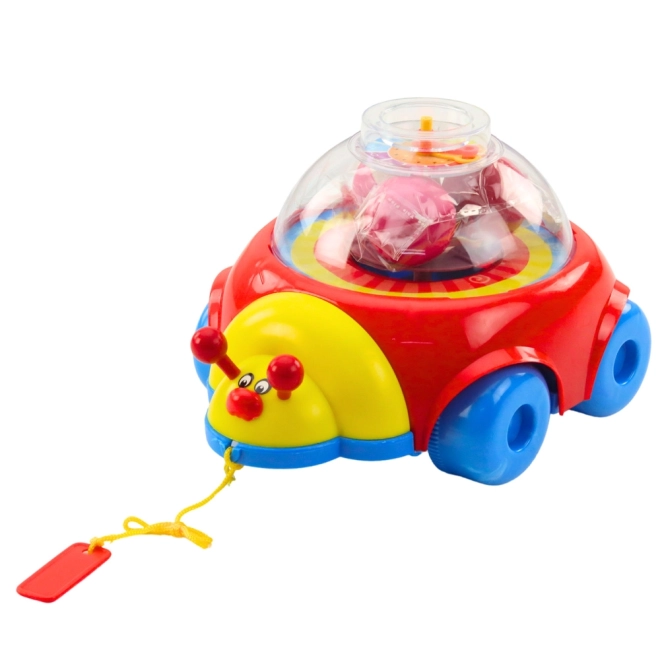 Bunte Ziehladybug mit Bällen und Uhr