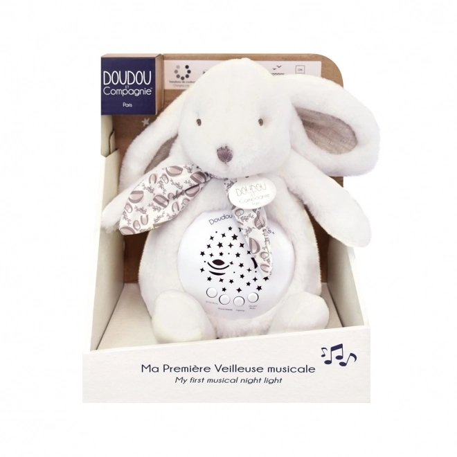 Doudou Spieluhr mit Projektion Hase Weiß