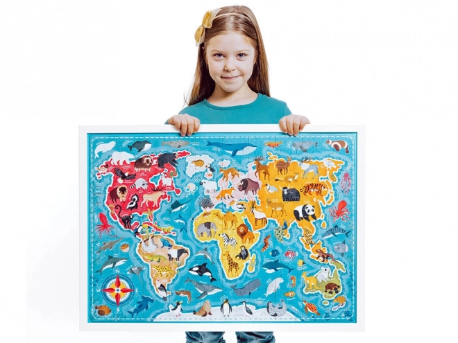 Puzzle 60 Teile Puzzlove - Weltkarte Tiere