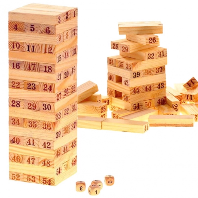 Schwebender Turm aus Jenga Holzklötzen