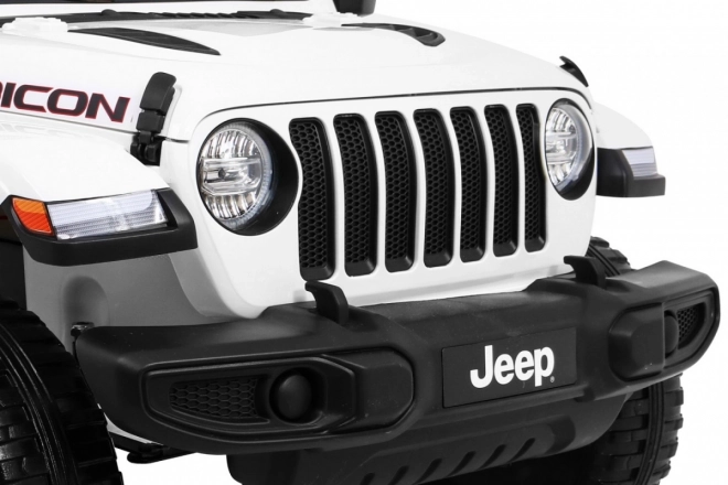 Jeep Wrangler Rubicon Batterie für Kinder Weiß + Fernbedienung + MP3-Radio LED + EVA-Räder